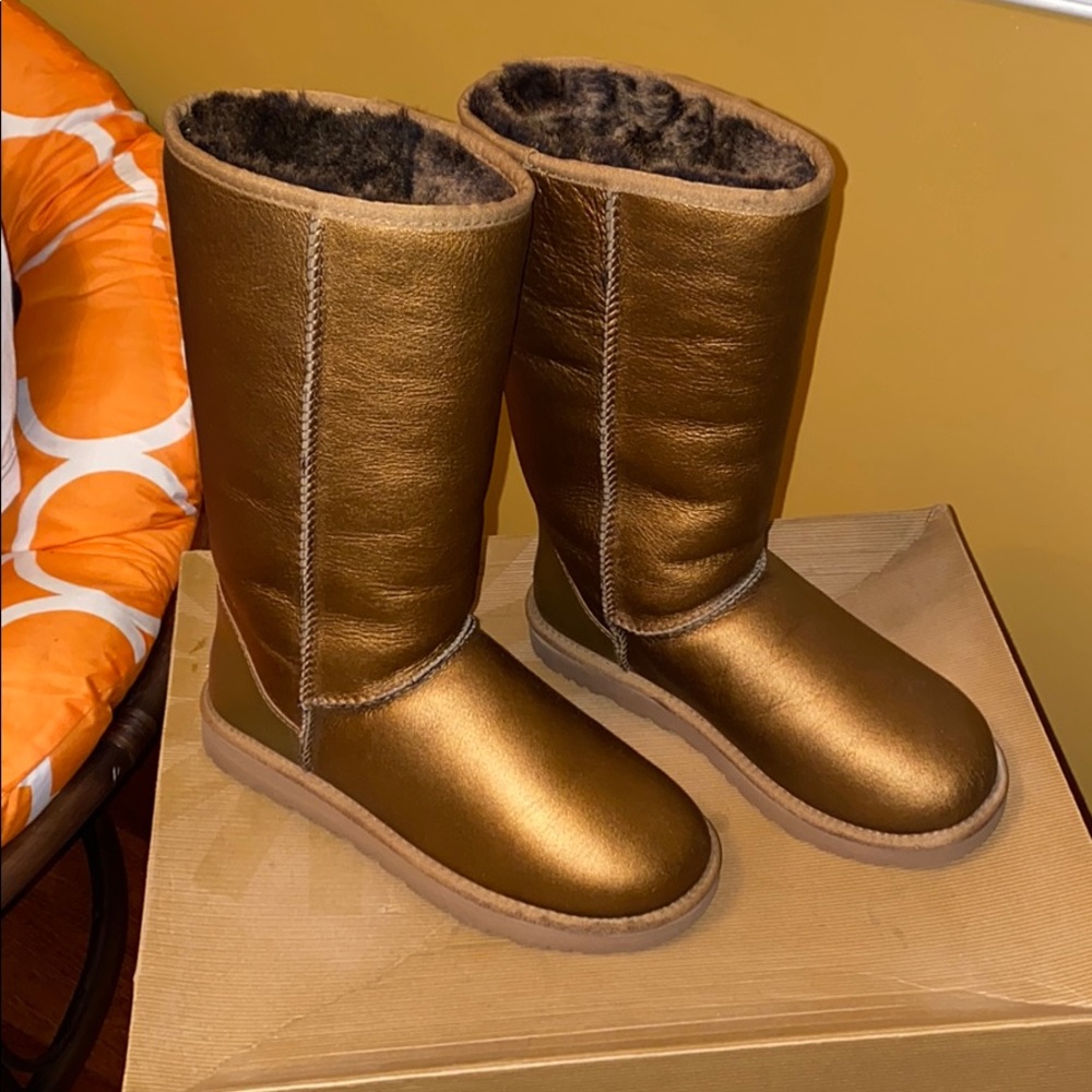 Bronze metallic leather UGG boots size 7